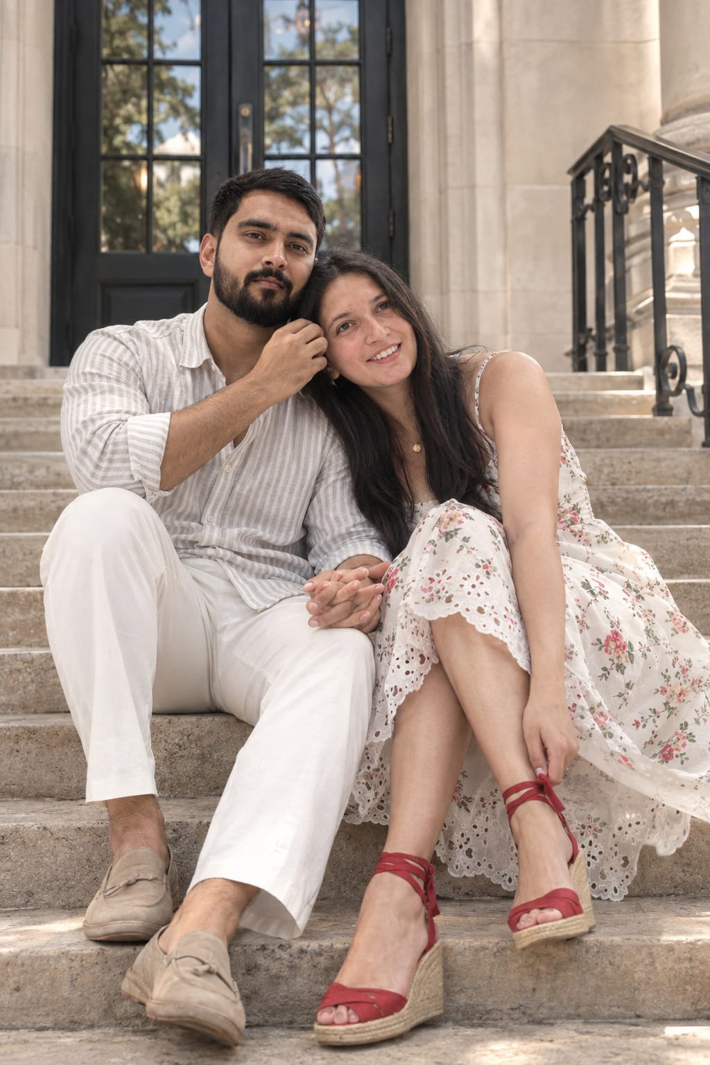 Romantic Couple Sitting on Stairs Photo Prompt