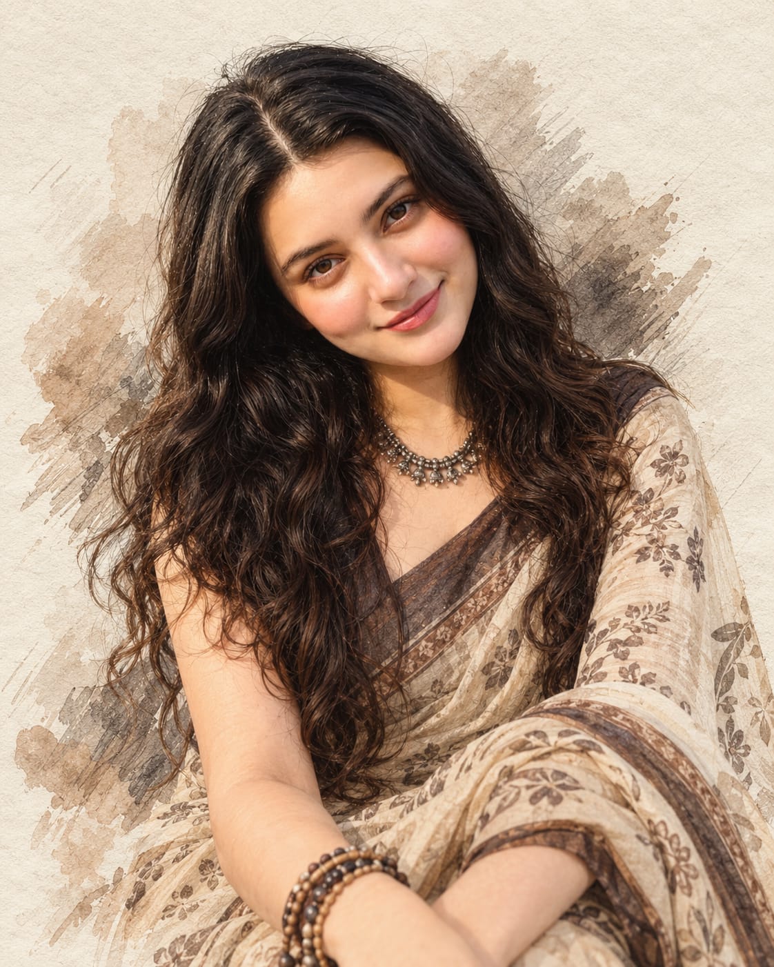 Artistic Girl Saree Portrait Prompt