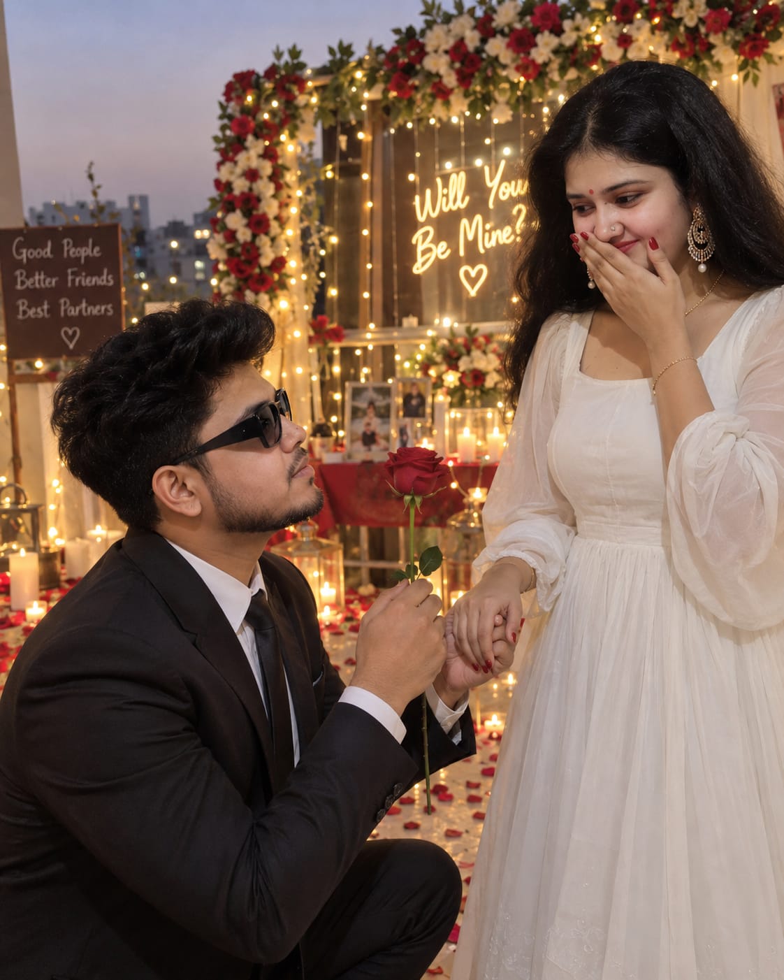 Romantic Rose Proposal Couple Prompt