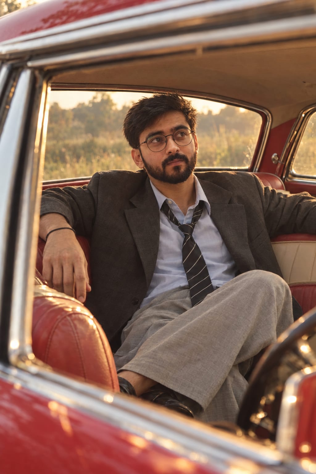 Vintage Car Boy Portrait Prompt