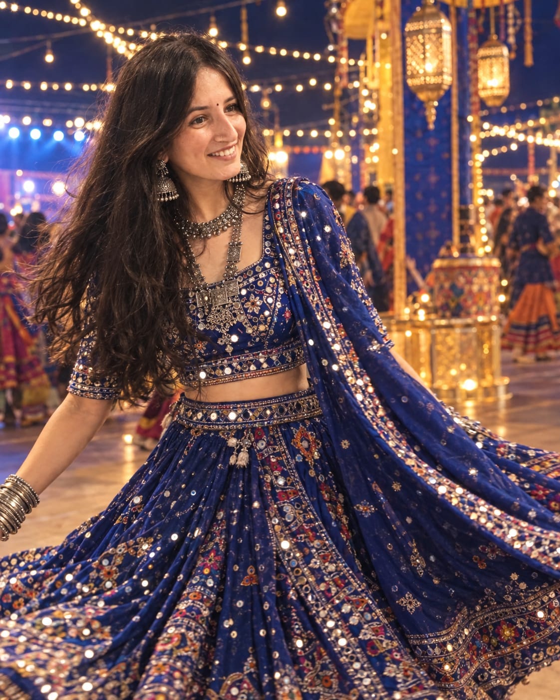 Blue Navratri Garba Girl Prompt