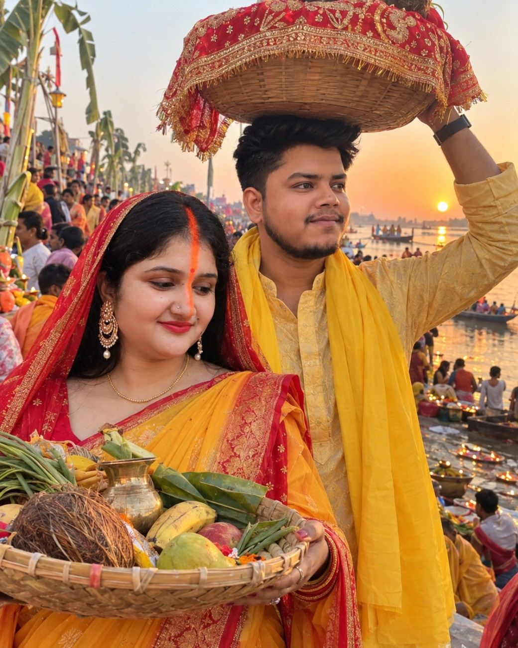 Chath Puja festival prompts for couple