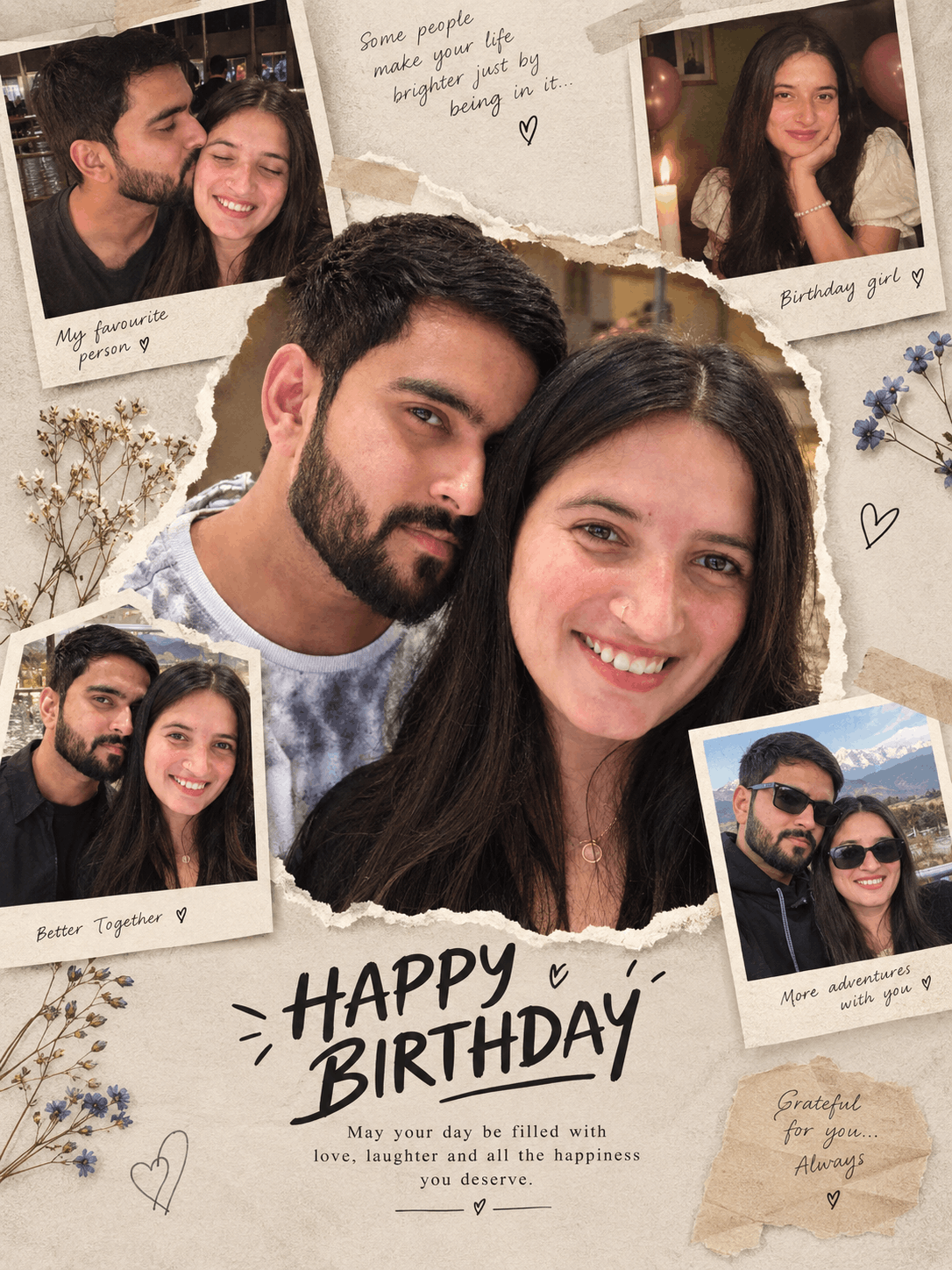 Couple Birthday Photo Collage