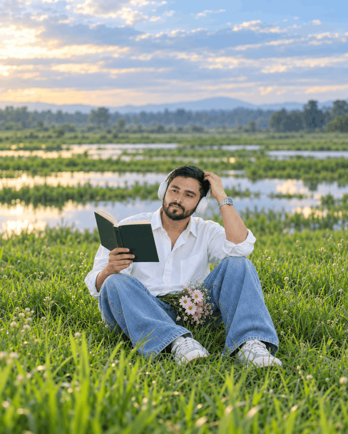 Contemplative Reading by the Wetlands