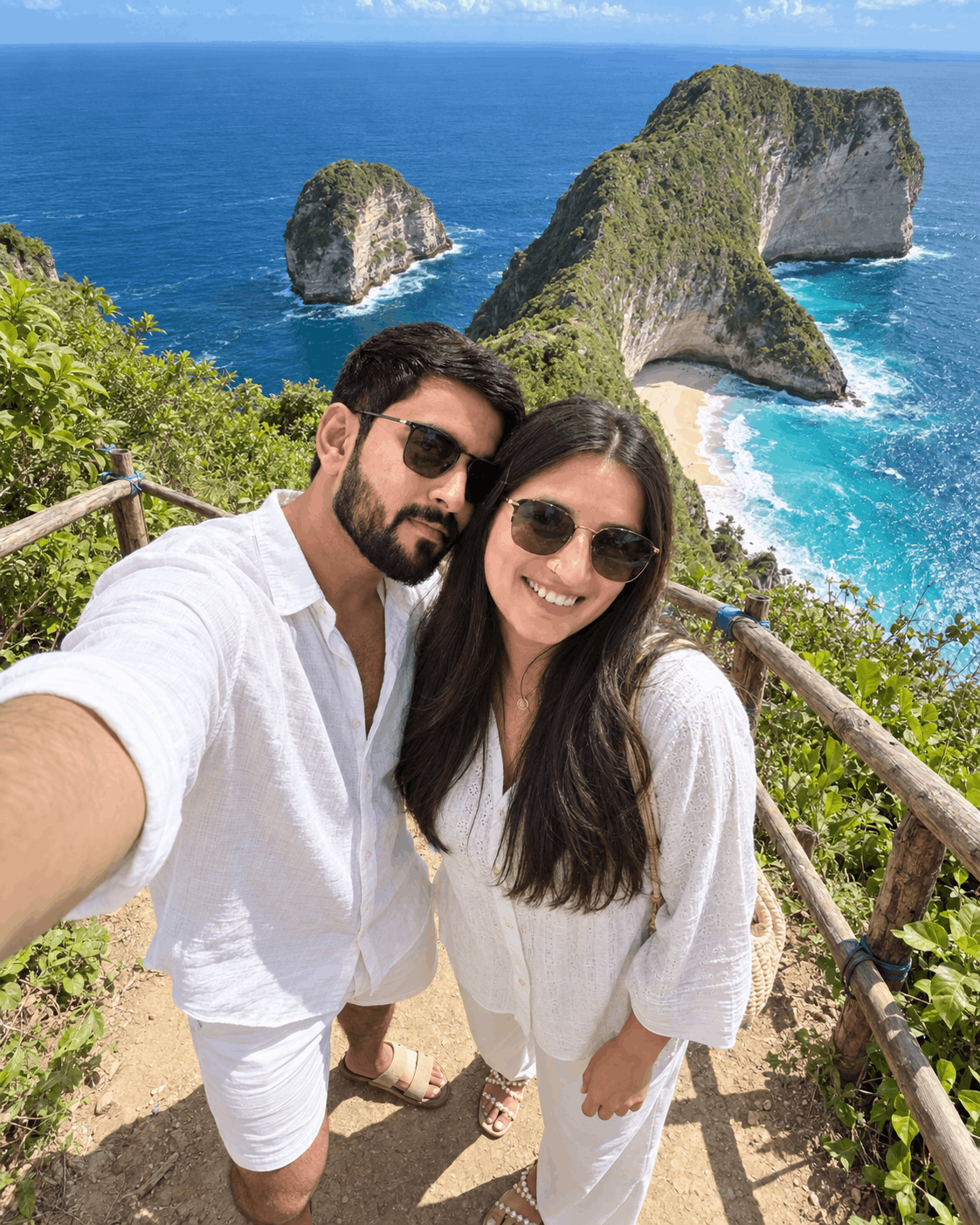 Couple’s Selfie at a Tropical Cliff Viewpoint