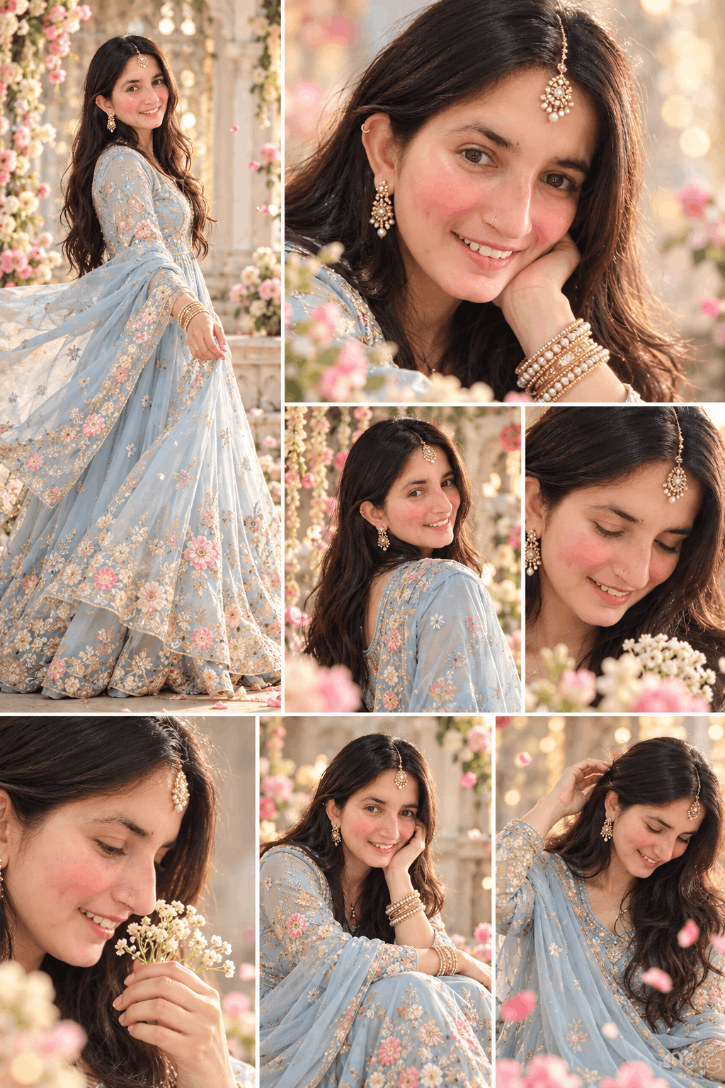 Dreamy Blue Floral Bridal Collage