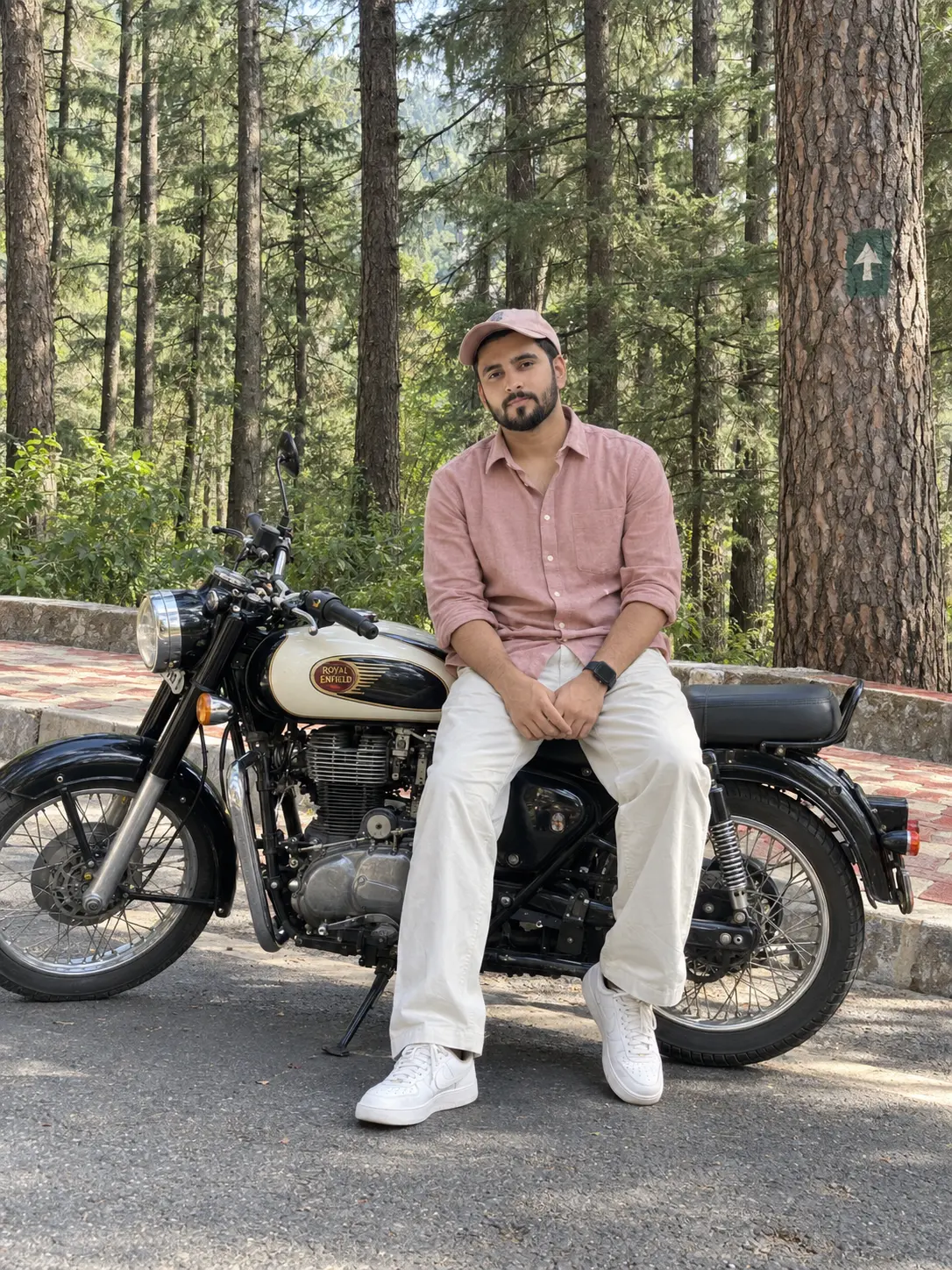 Pine Forest Motorcycle Portrait