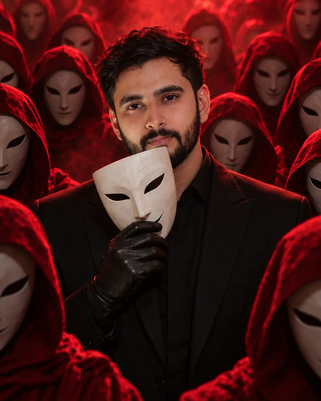 Masked Society in Red Glow