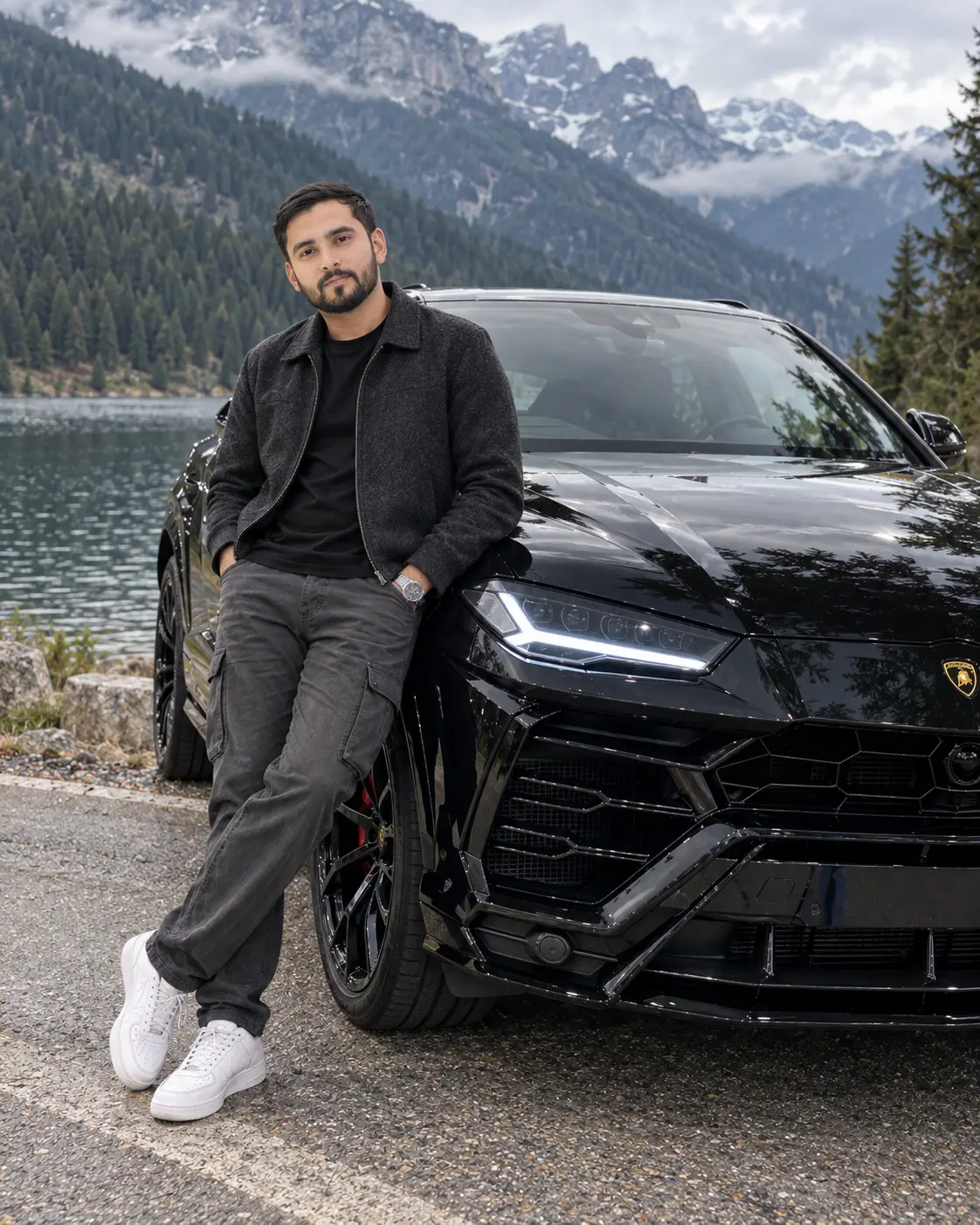 Mountain Lake Luxury Roadside Portrait