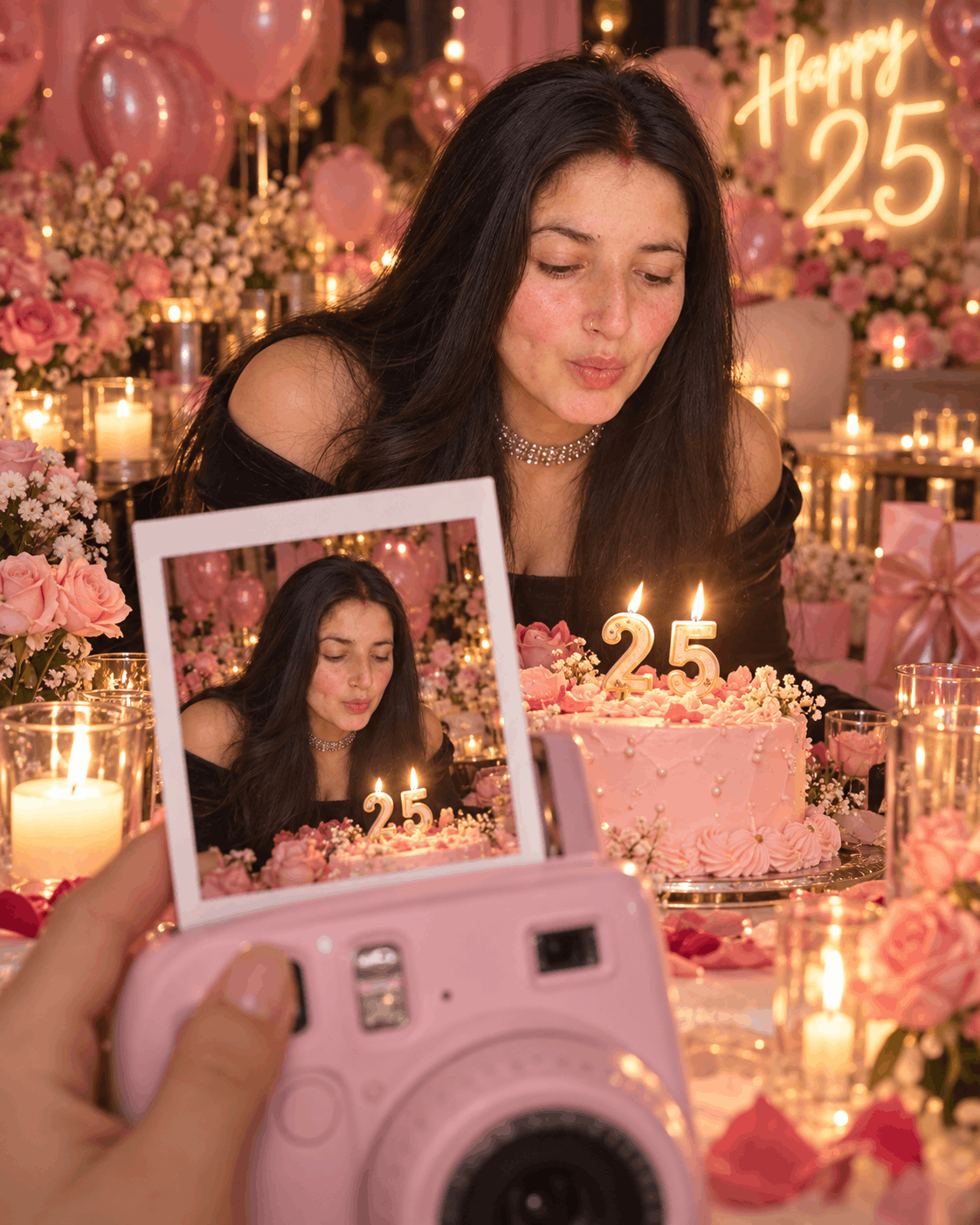 Pink and Gold Birthday Snapshot