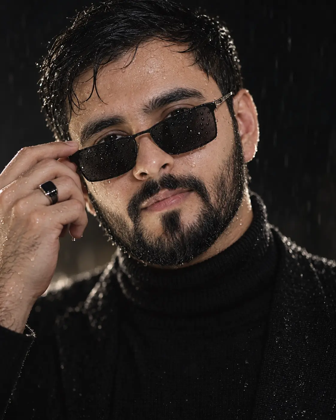 Rain-Soaked Cinematic Portrait