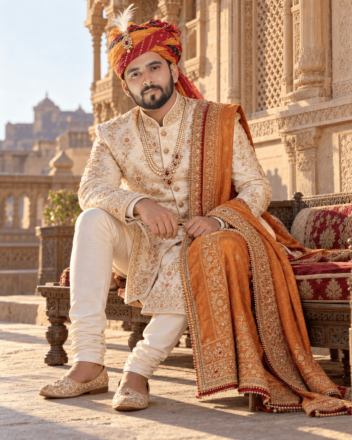 Regal Rajasthani Groom at Golden Hour