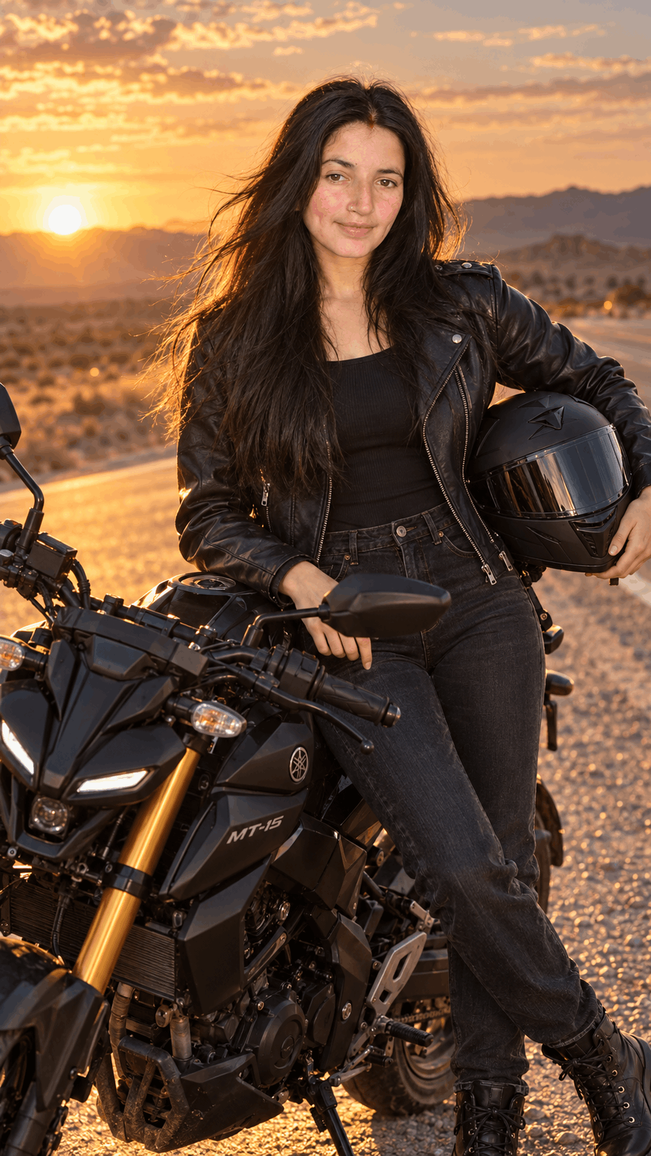 Sunset Rider with Yamaha MT-15