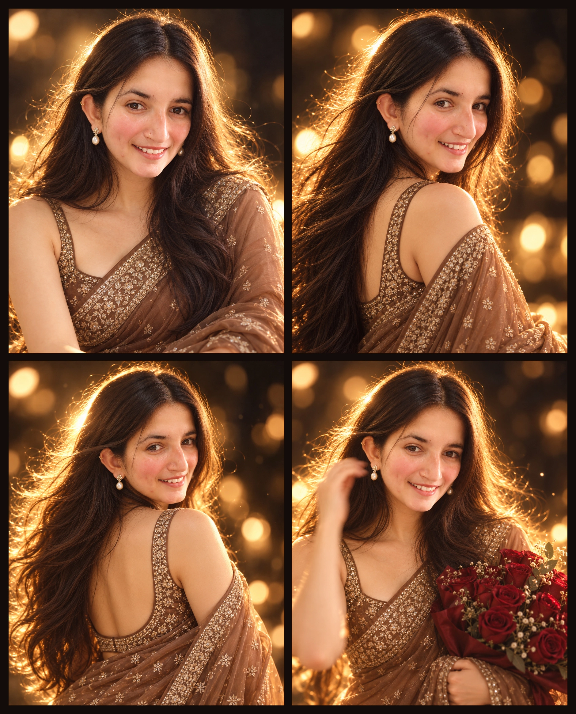 brown Saree Collage